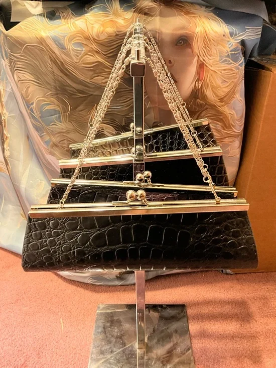 Croc-Embossed Clutch Purse - Multicolor Metallics - Picture 15 of 16